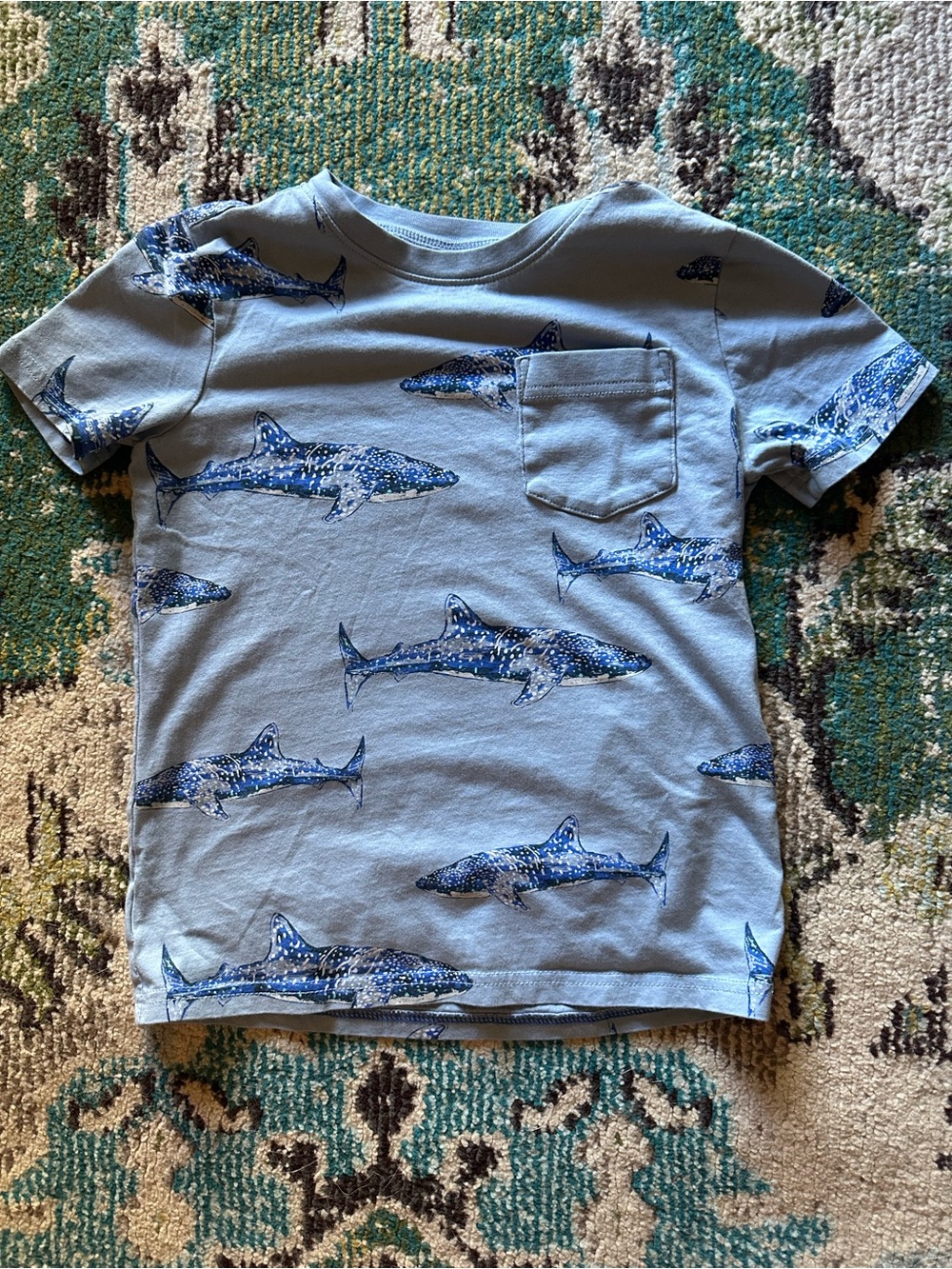 Tea Collection Light Blue Whale Shark Pocket Tee